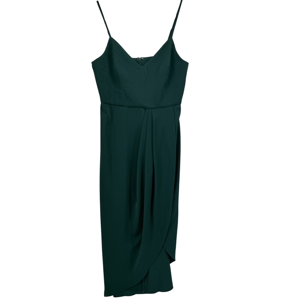 Lulus Dark Green Tulip Midi Dress V-Neck Adjustable‎ Straps Size M